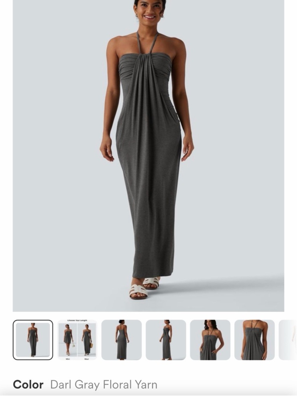 HALARA NWT Gray Halter Maxi Dress